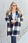 Double Take Full Size Plaid Button Up Lapel Collar Coat Double Take Full Size Plaid Button Up Lapel Collar Coat