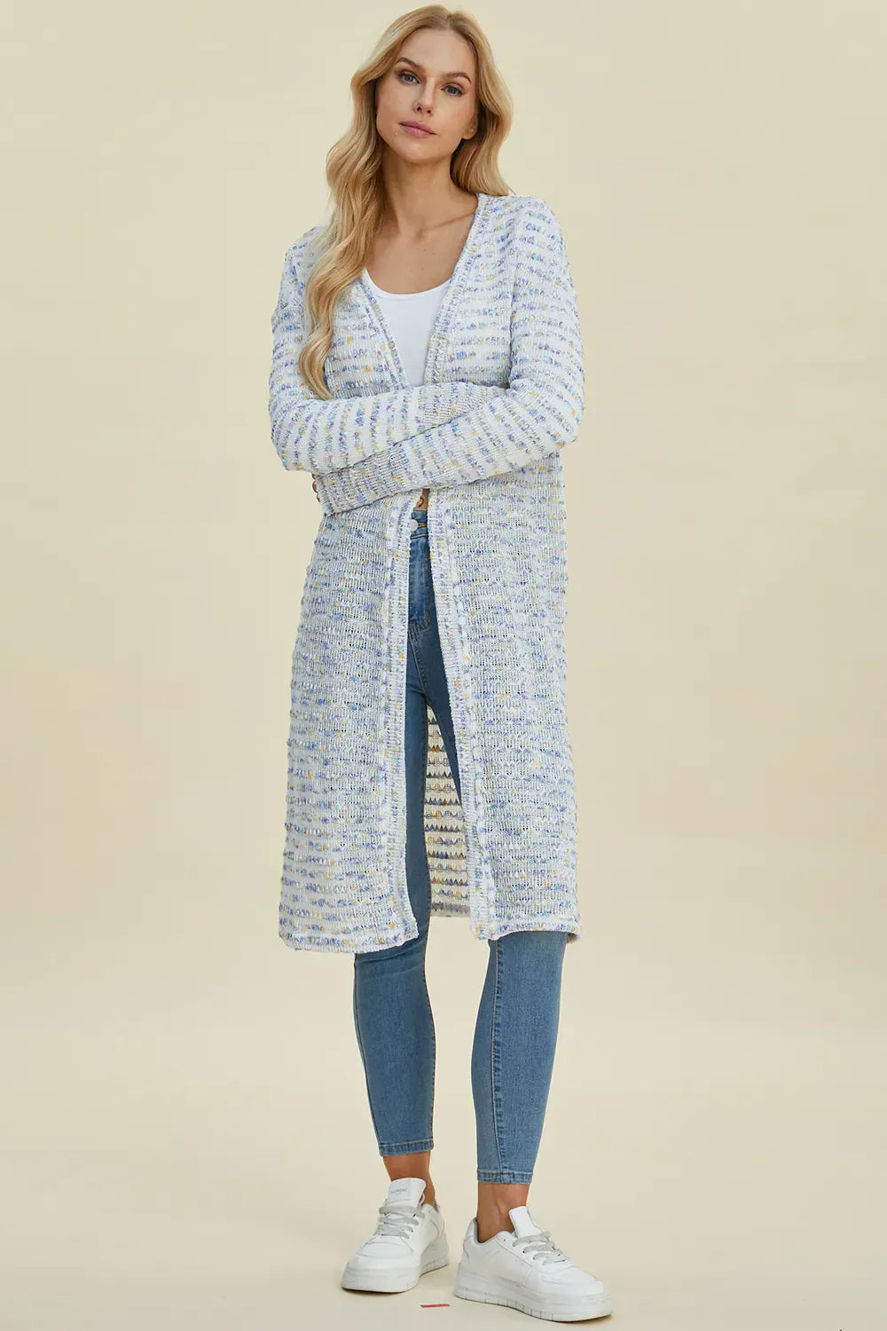 Double Take Full Size Open Front Longline Cardigan Double Take Full Size Open Front Longline Cardigan