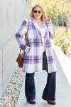 Double Take Full Size Plaid Button Up Lapel Collar Coat Double Take Full Size Plaid Button Up Lapel Collar Coat