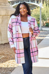 Double Take Full Size Plaid Button Up Lapel Collar Coat Double Take Full Size Plaid Button Up Lapel Collar Coat