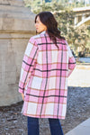 Double Take Full Size Plaid Button Up Lapel Collar Coat Double Take Full Size Plaid Button Up Lapel Collar Coat
