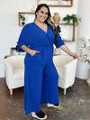 Double Take Full Size Surplice Wide Leg Jumpsuit with Pockets Double Take Full Size Surplice Wide Leg Jumpsuit with Pockets