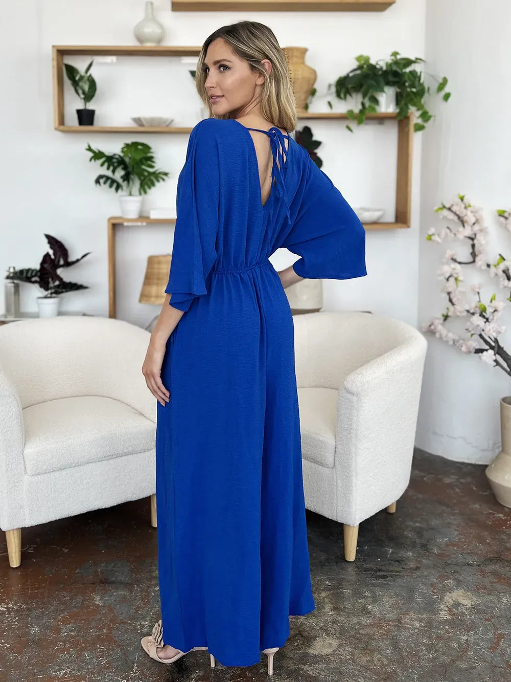Double Take Full Size Surplice Wide Leg Jumpsuit with Pockets Double Take Full Size Surplice Wide Leg Jumpsuit with Pockets