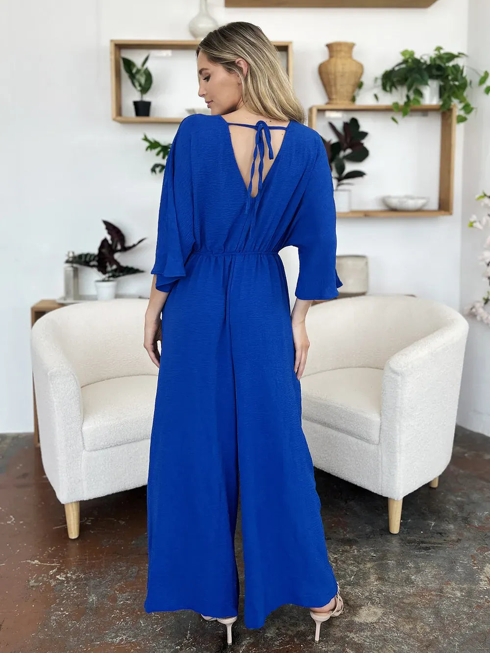 Double Take Full Size Surplice Wide Leg Jumpsuit with Pockets Double Take Full Size Surplice Wide Leg Jumpsuit with Pockets