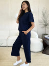 Fashion Double Take Full Size Texture Short Sleeve Top and Pants Set Double Take Full Size Texture Short Sleeve Top and Pants Set