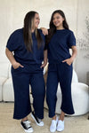 Fashion Navy / S Double Take Full Size Texture Short Sleeve Top and Pants Set Double Take Full Size Texture Short Sleeve Top and Pants Set 100102439211078 100102439211078