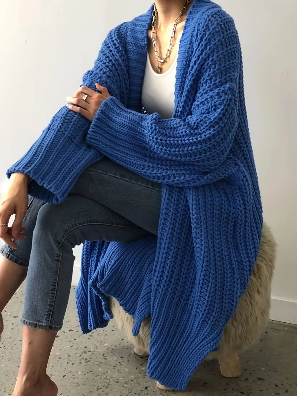 Outerwear Blue / S Chunky Knit Open Front Cardigan Chunky Knit Open Front Cardigan 100100185410835 100100185410835