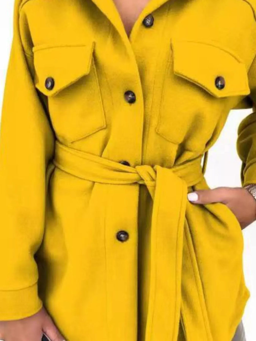 Outerwear Button-Down Tie Waist Coat Button-Down Tie Waist Coat