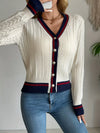 Outerwear Contrast Trim Cable Knit Cardigan Contrast Trim Cable Knit Cardigan