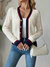 Outerwear Contrast Trim Cable Knit Cardigan Contrast Trim Cable Knit Cardigan