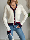 Outerwear Cream / S Contrast Trim Cable Knit Cardigan Contrast Trim Cable Knit Cardigan 100100291705268 100100291705268
