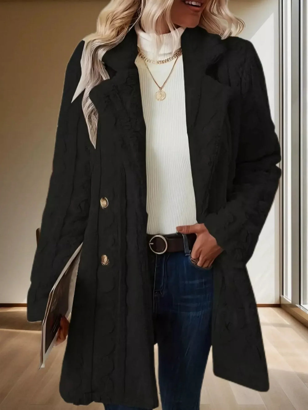 Outerwear Double-Breasted Fleece Longline Coat Double-Breasted Fleece Longline Coat