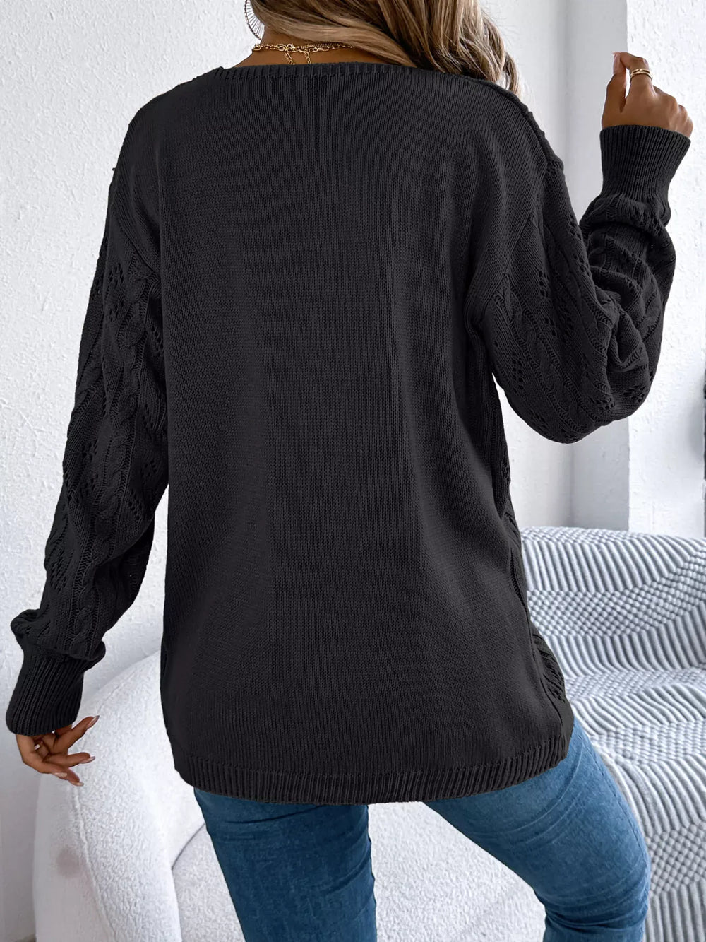 Outerwear Openwork Open Front Long Sleeve Cardigan Openwork Open Front Long Sleeve Cardigan