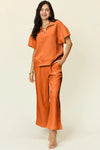 Tangerine / 3XL Double Take Full Size Texture Half Zip Short Sleeve Top and Pants Set Double Take Full Size Texture Half Zip Short Sleeve Top and Pants Set 100100757606732 100100757606732