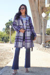 Violet / S Double Take Full Size Plaid Button Up Lapel Collar Coat Double Take Full Size Plaid Button Up Lapel Collar Coat 100100513055927 100100513055927
