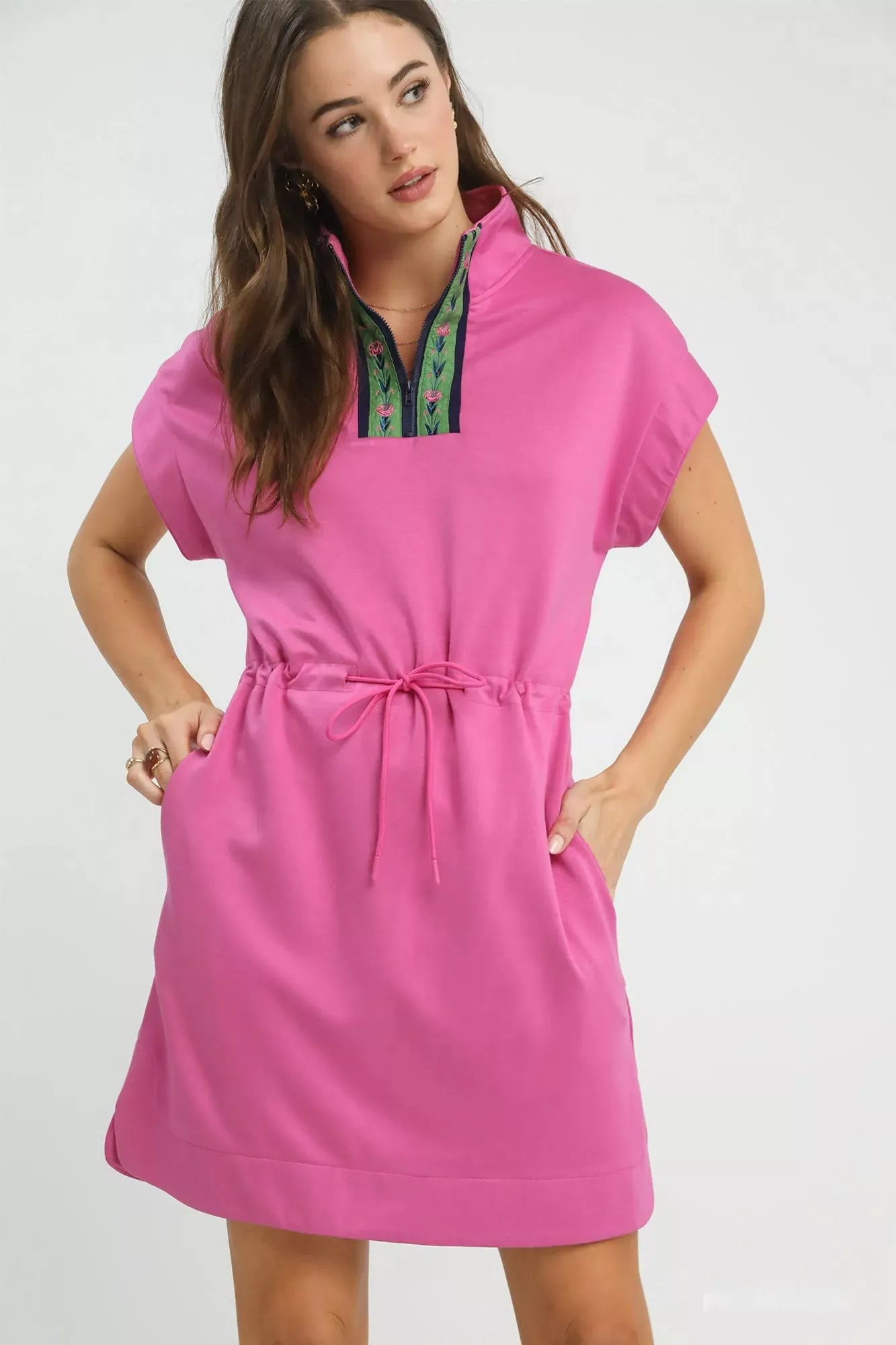 PEONY-UMG / S Umgee Dolman Sleeve Zip Detail Dress Umgee Dolman Sleeve Zip Detail Dress 100100371251126 100100371251126